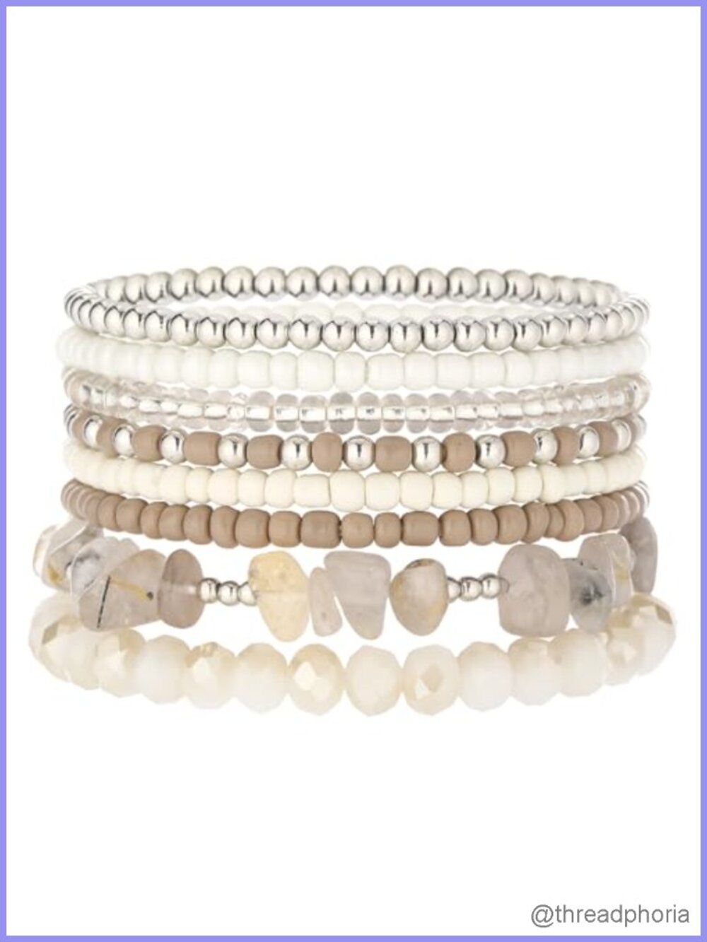 Boho Beaded Bracelets Set 8PCS Stackable Natural Stone Stretch Bracelets Women